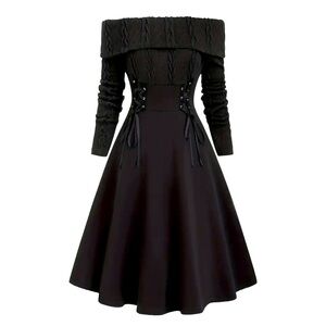 NWOT off shoulder sweater top dress with lace tie accents at waist - XXL